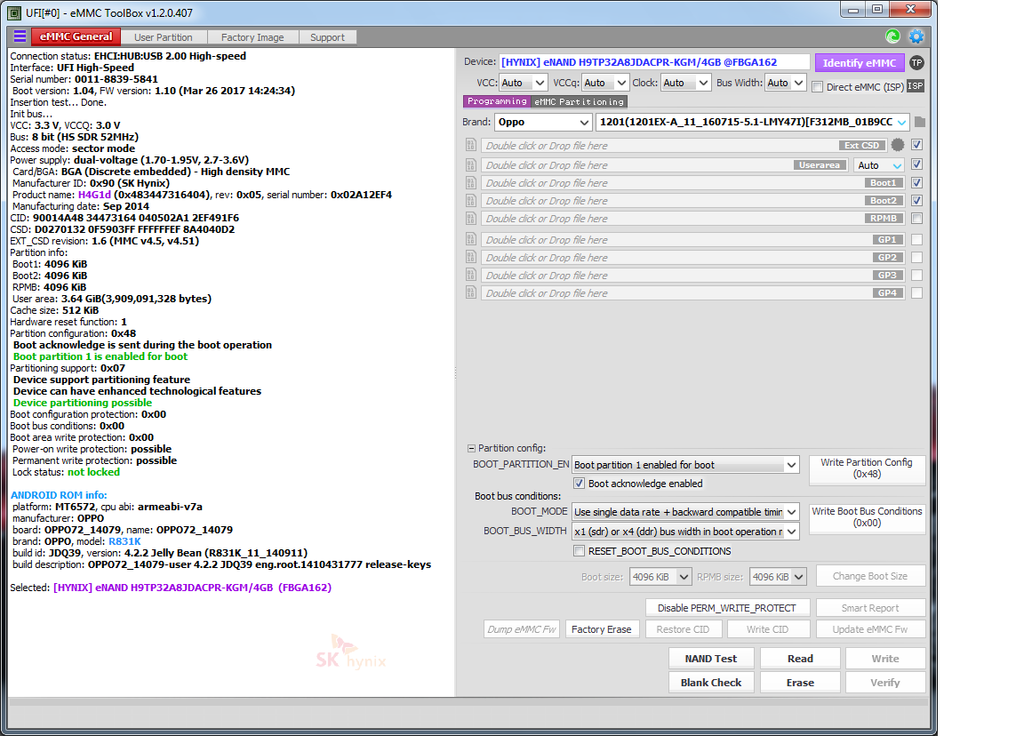 log check emmc oppo R831k ok by ufi.