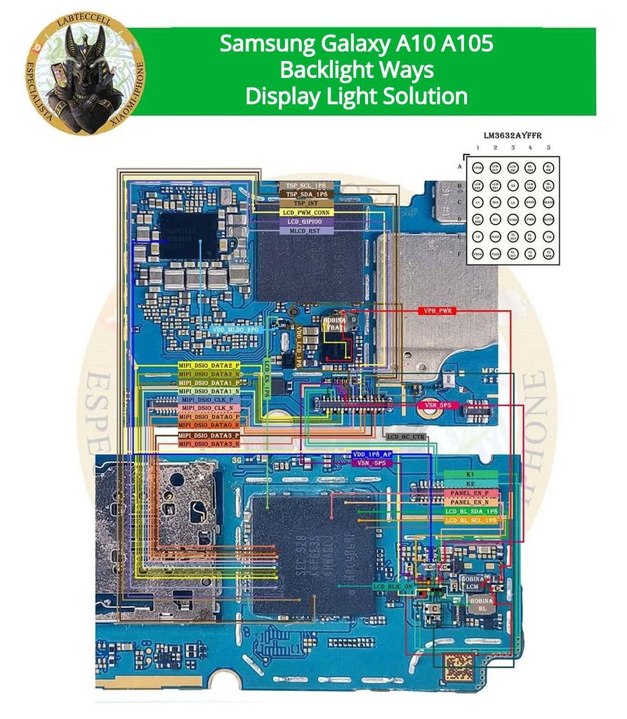 Samsung-Galaxy-A10-A105G-Cell-Phone-Screen-Repair-Light-Problem-Solution-Jumper-Ways.