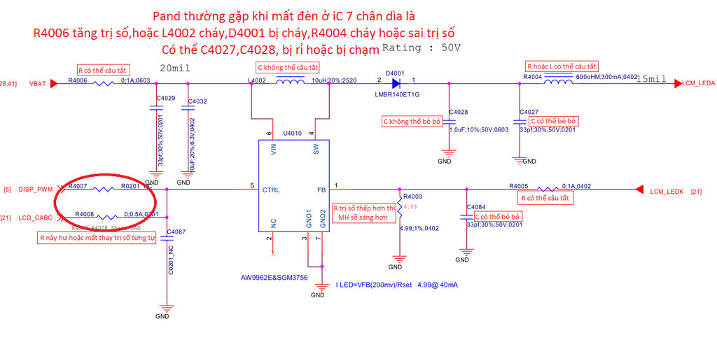 Mạch đèn iC 7 chan dìa.