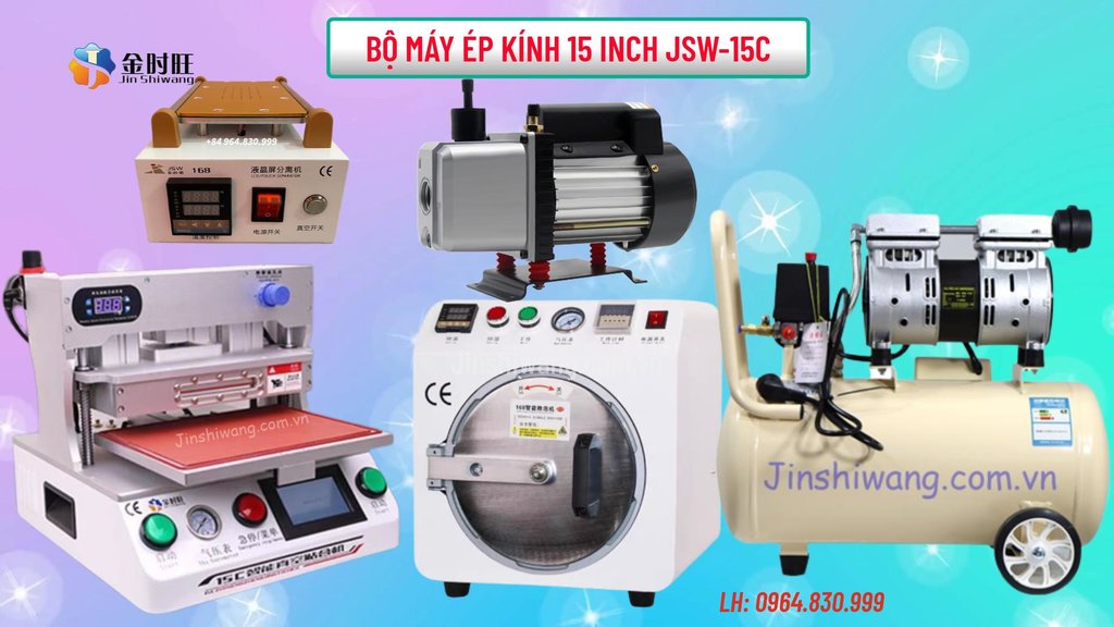 Bộ máy ép kính 15 inch JSW-15C...