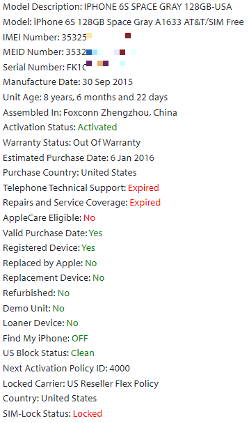 6s US Reseller Flex Policy lock.